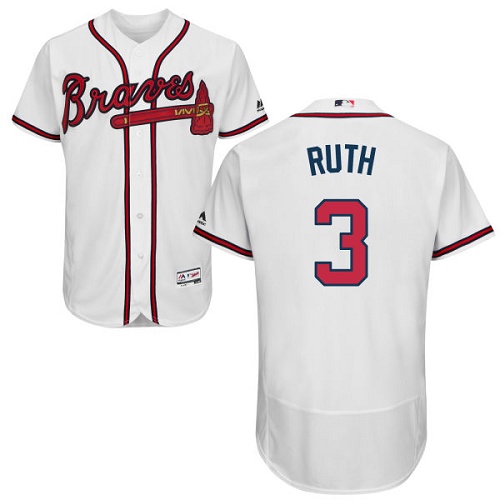 Braves #3 Babe Ruth White Flexbase Authentic Collection Stitched MLB Jersey